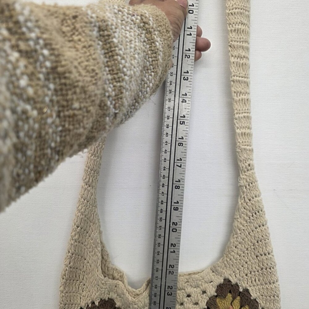 HANDMADE Granny Square Crochet Women's Crossbody Bag Brown - Picture 4 of 8